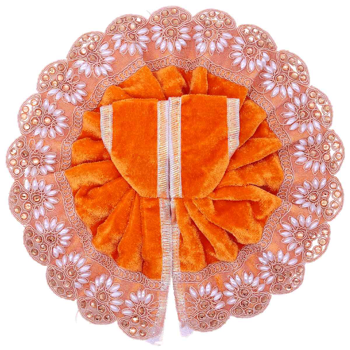 Stone decorated orange velvet dress for laddu gopal ji